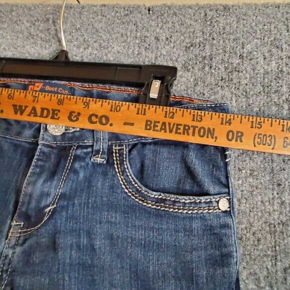 Levis Boot Cut Stretch Jeans Girls Juniors Sz 16 Blue Denim Flap Pockets 28x27 - Picture 10 of 14